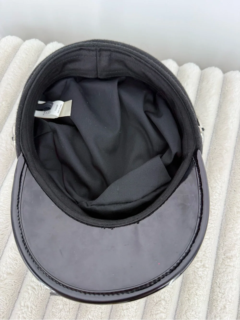 Punk Rave women’s Black Military-Style Wool Cap with Patent Visor